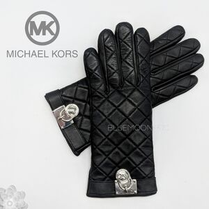 MICHAEL KORS Quilted Leather Touchscreen Gloves S